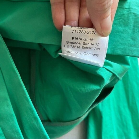 Riani green tailored lightweight cuffed sleeves cotton blazer jacket Sz 8 - Picture 7 of 12